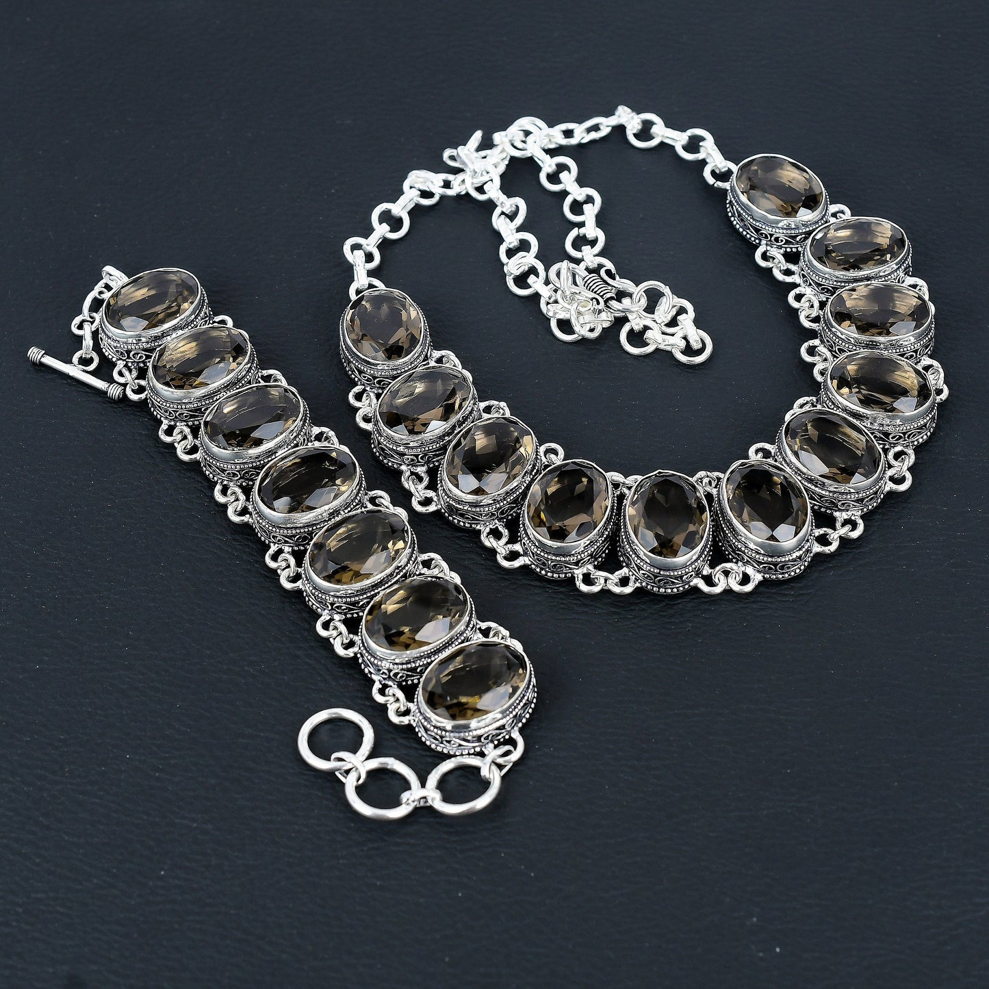 Smoky Topaz Sterling Silver Jewelry Set