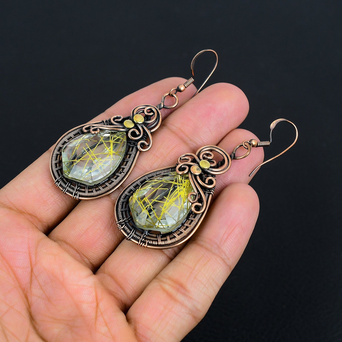 Golden Rutile Gemstone Earrings