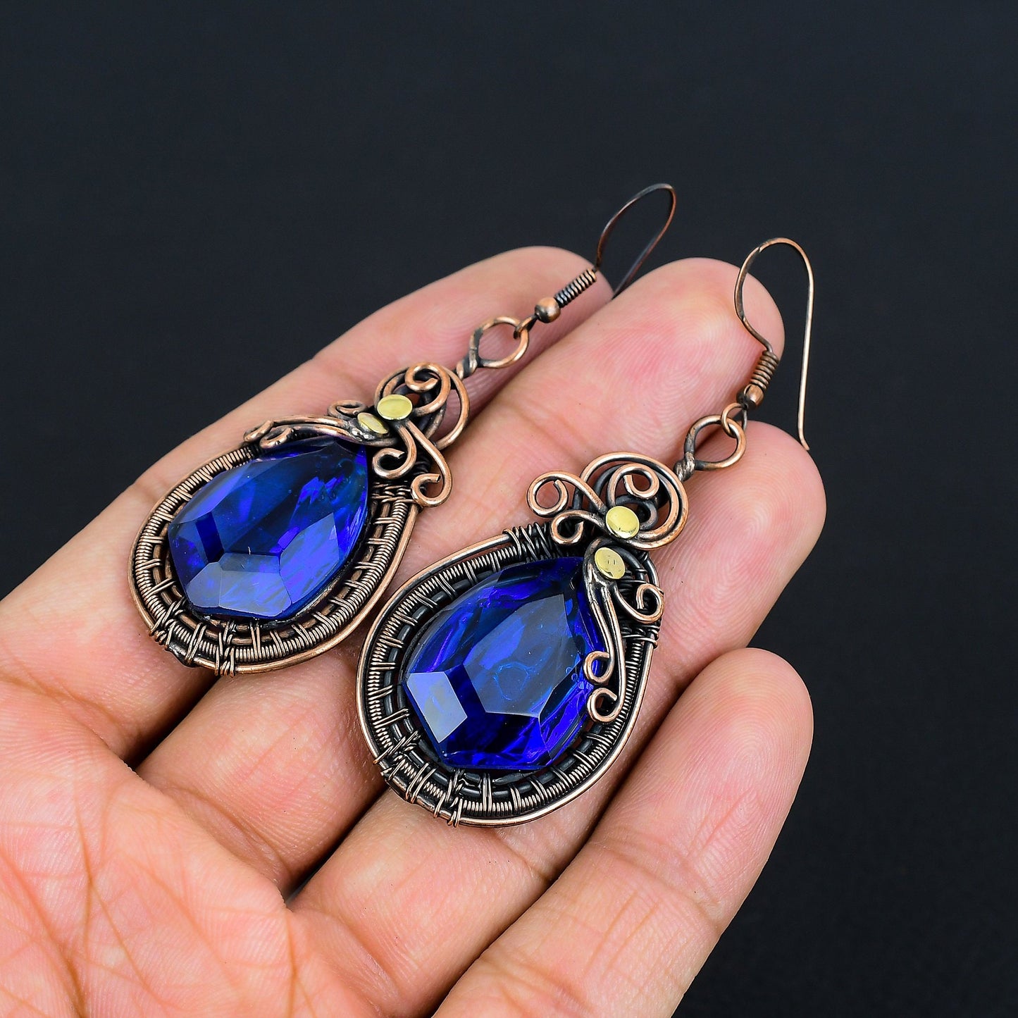 London Blue Topaz Gemstone Copper Earrings