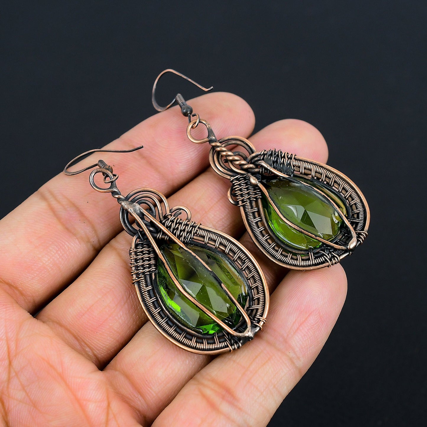 Green Peridot Gemstone Earrings
