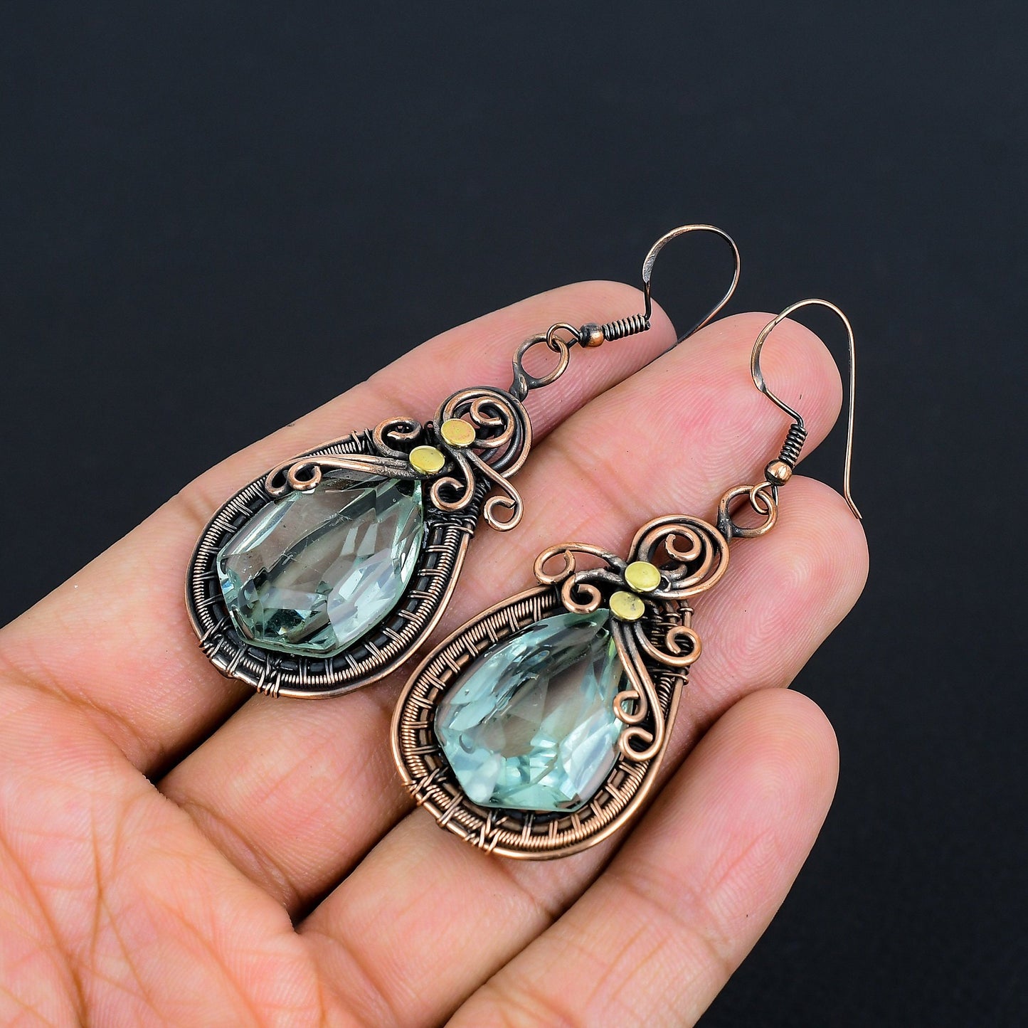 Blue Aquamarine Gemstone Earrings