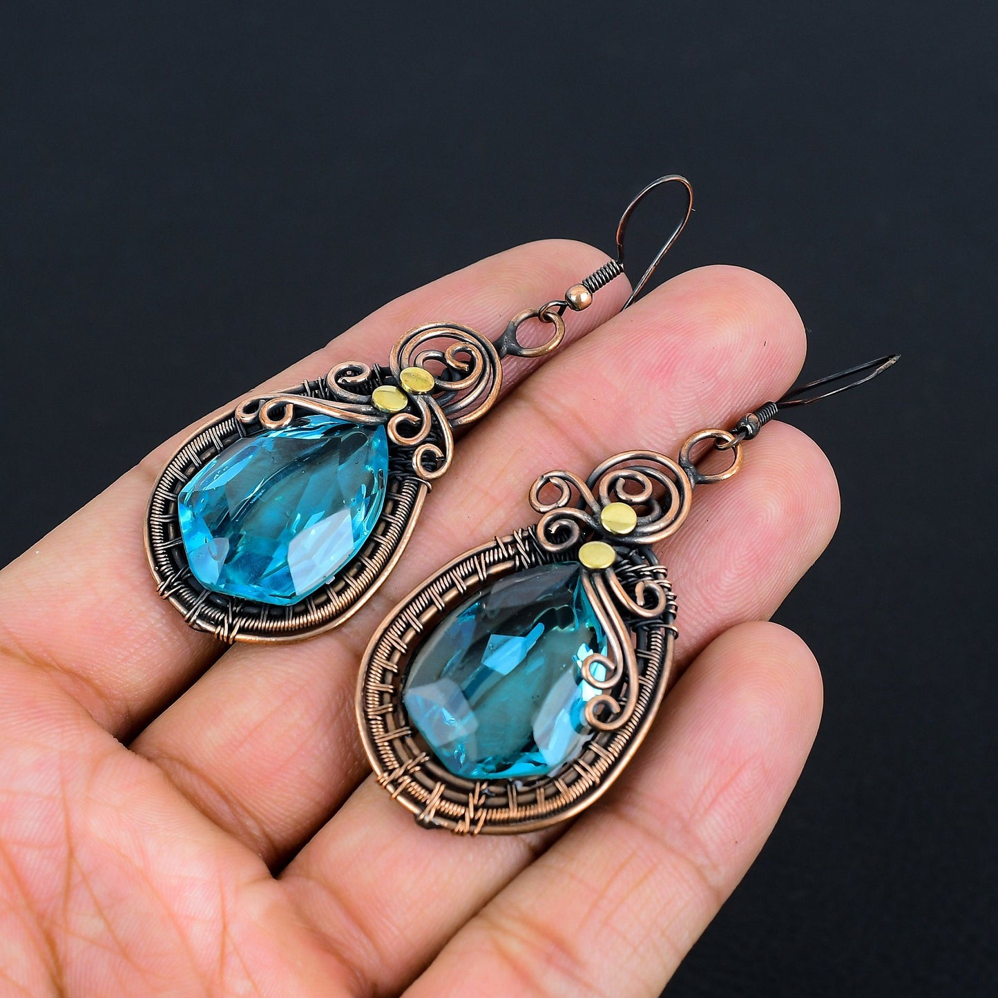 Blue Topaz Gemstone Earrings