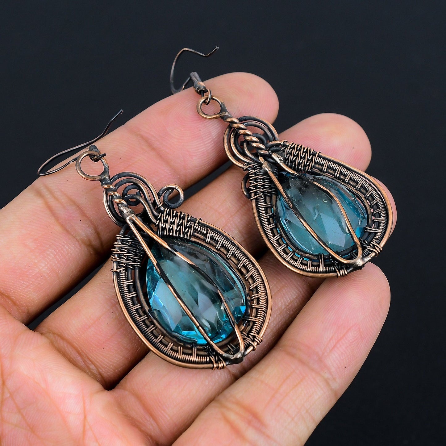 Blue Topaz Gemstone Earrings
