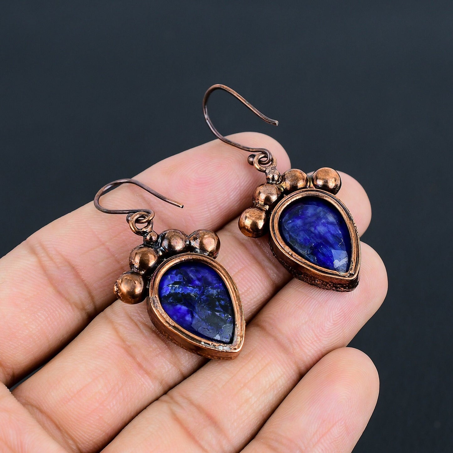 Blue Sapphire & Pearl Gemstone Earrings