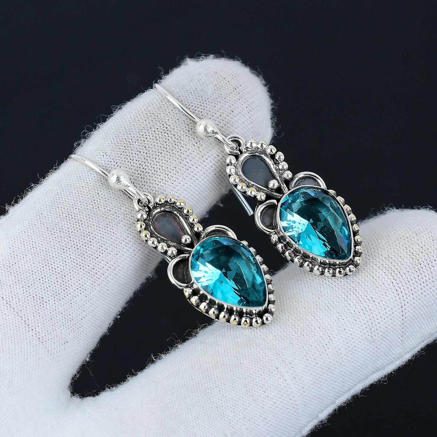 Blue Topaz Gemstone Earrings