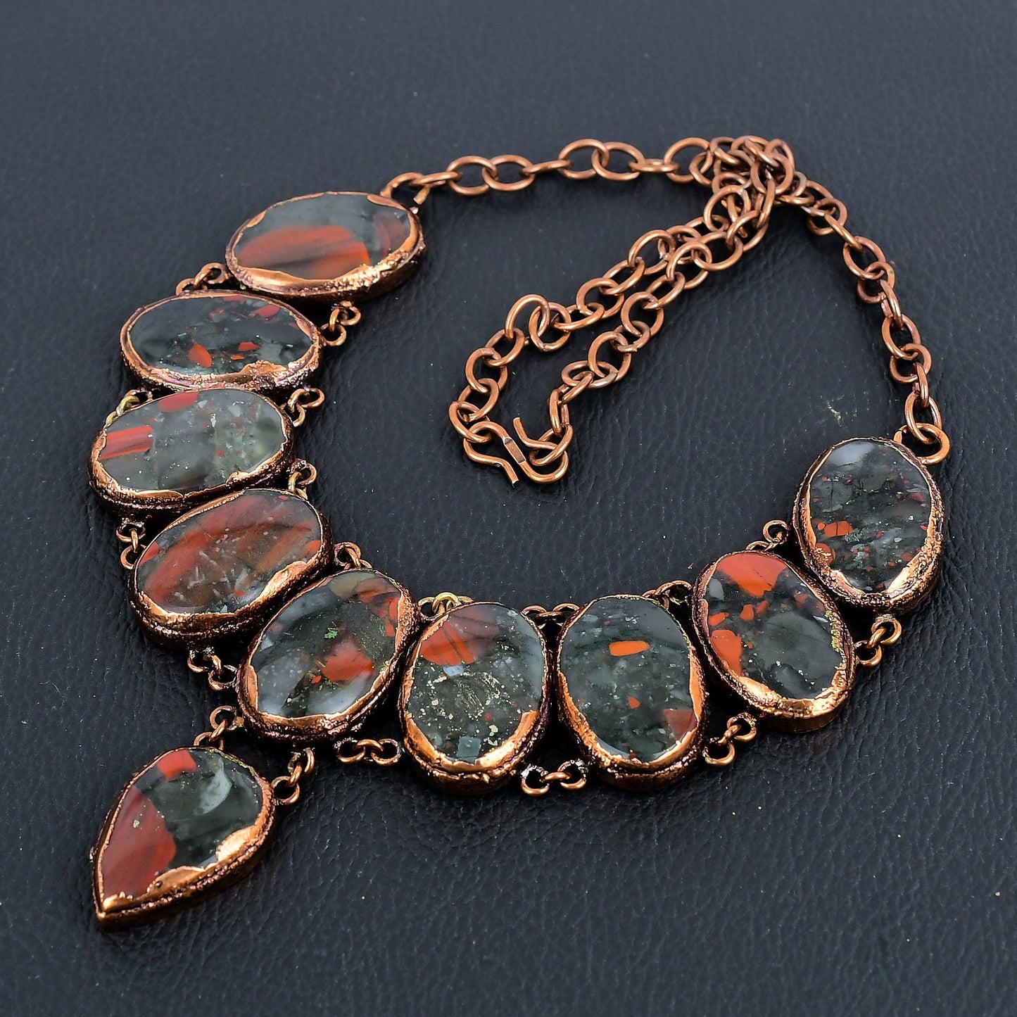 Dark Green Bloodstone Gemstone Necklace