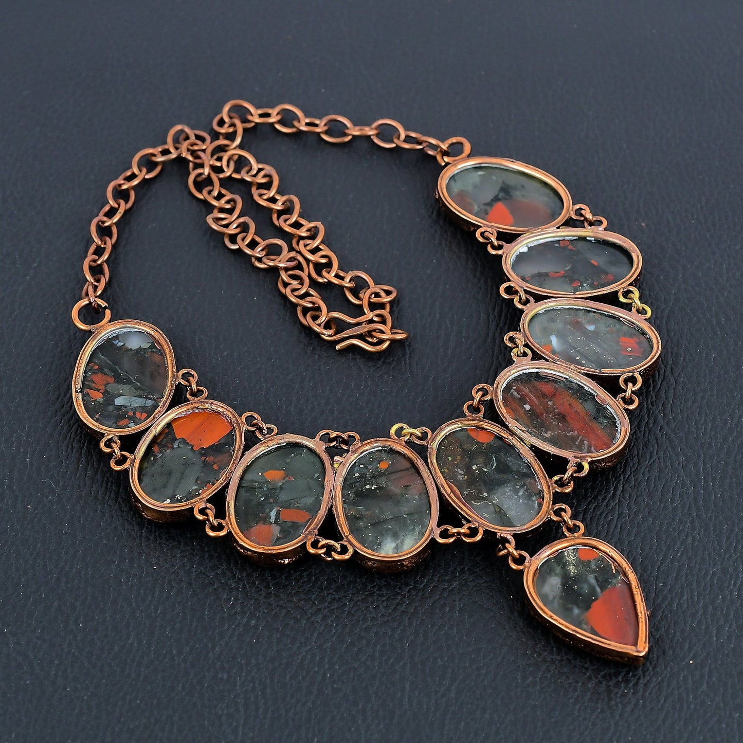 Dark Green Bloodstone Gemstone Necklace