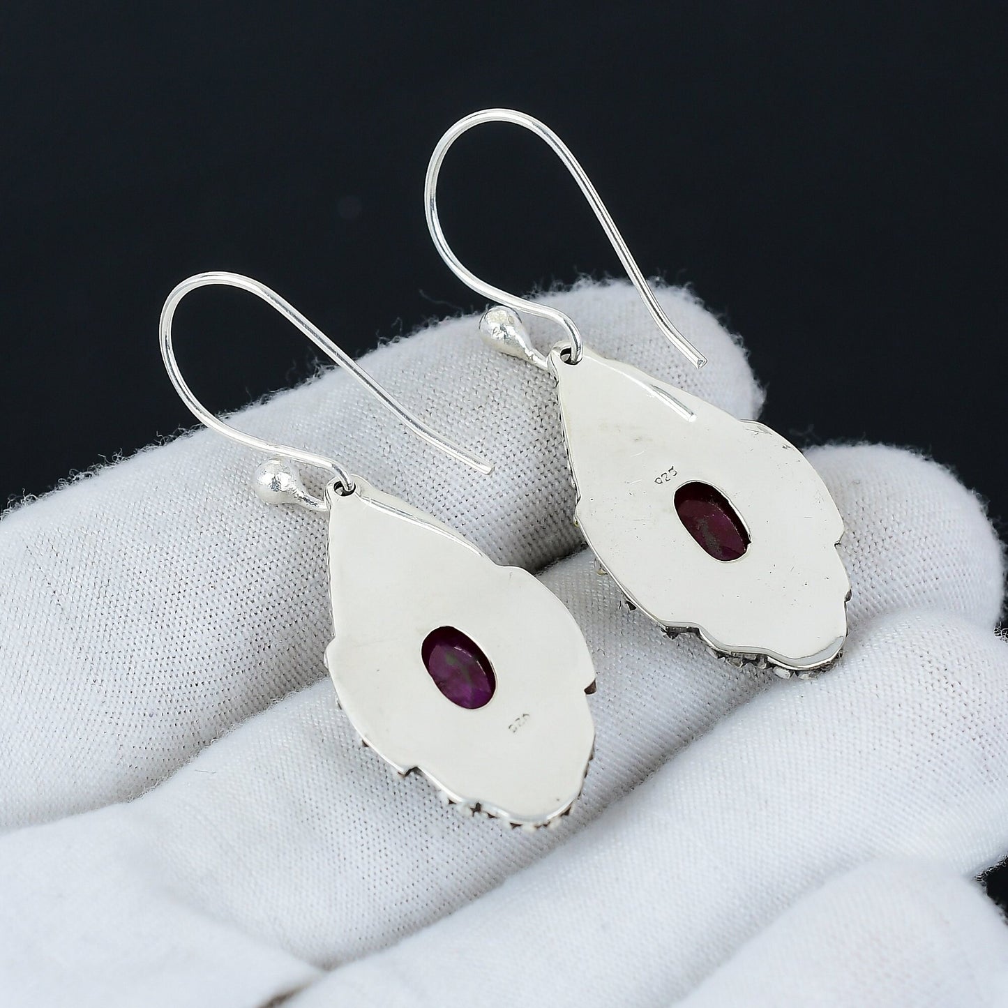 Emerald Gemstone Sterling Silver Earrings