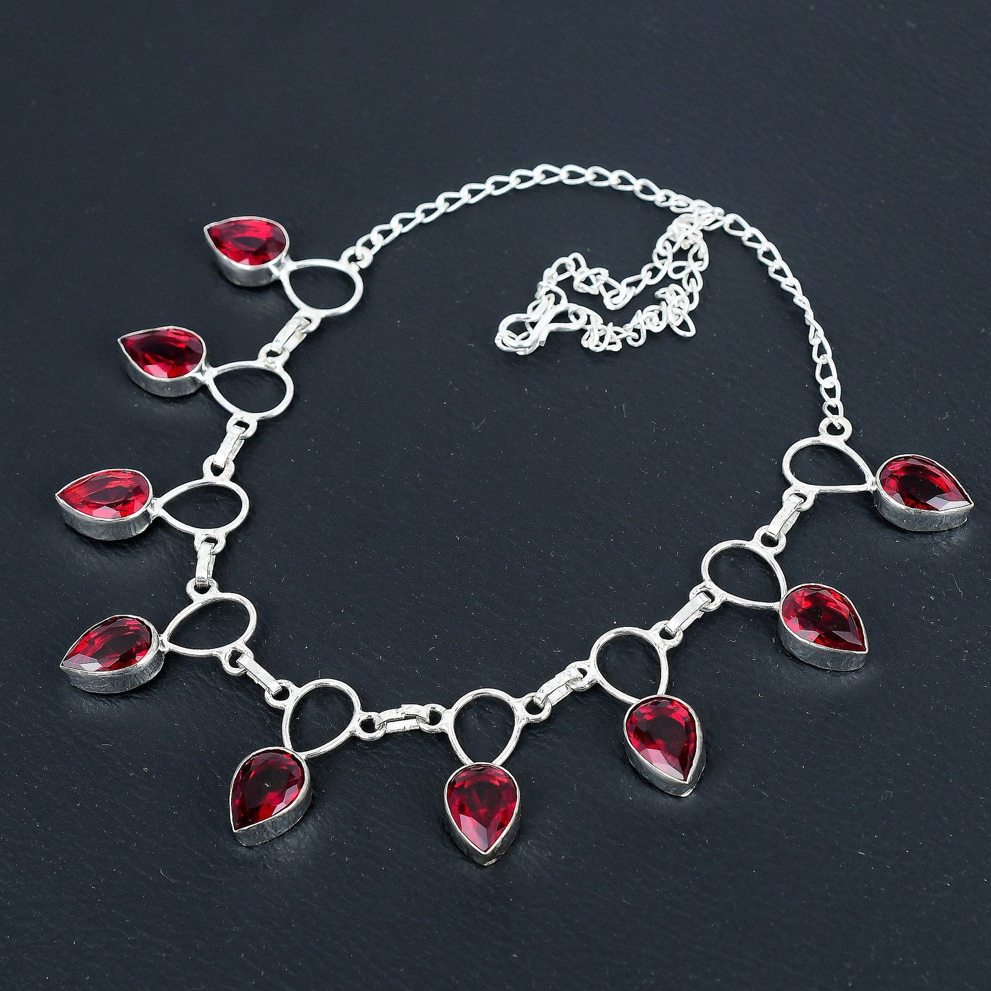 Red Garnet Sterling Silver Necklace
