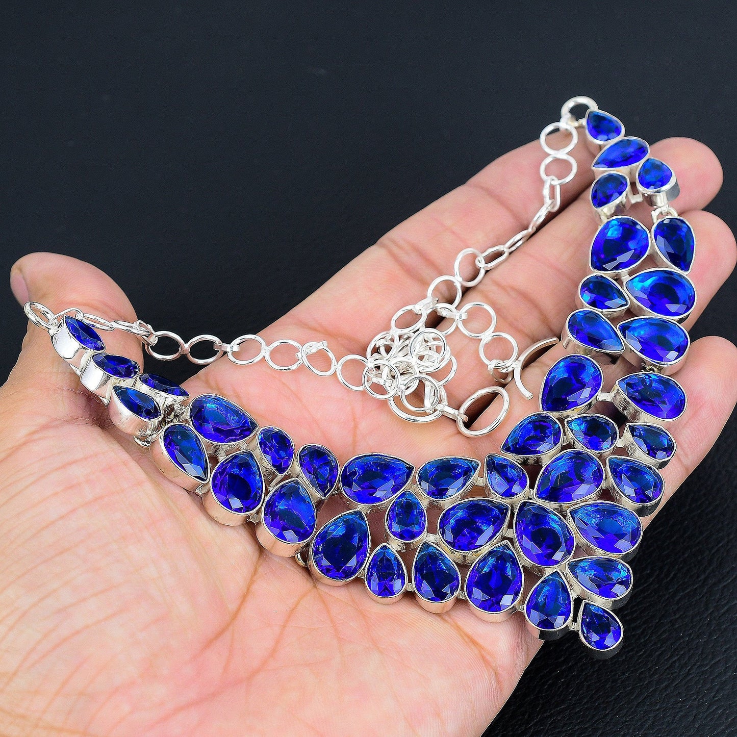 London Blue Topaz & Sapphire Silver Necklace