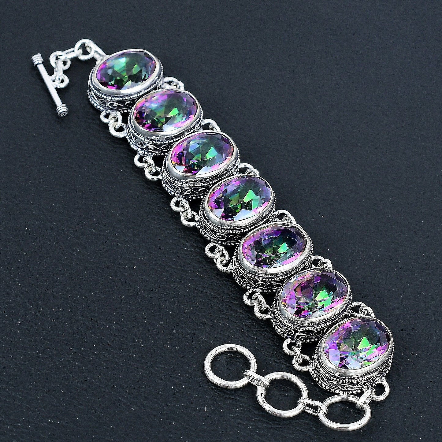Mystic Rainbow Topaz Sterling Silver Necklace & Bracelet Set