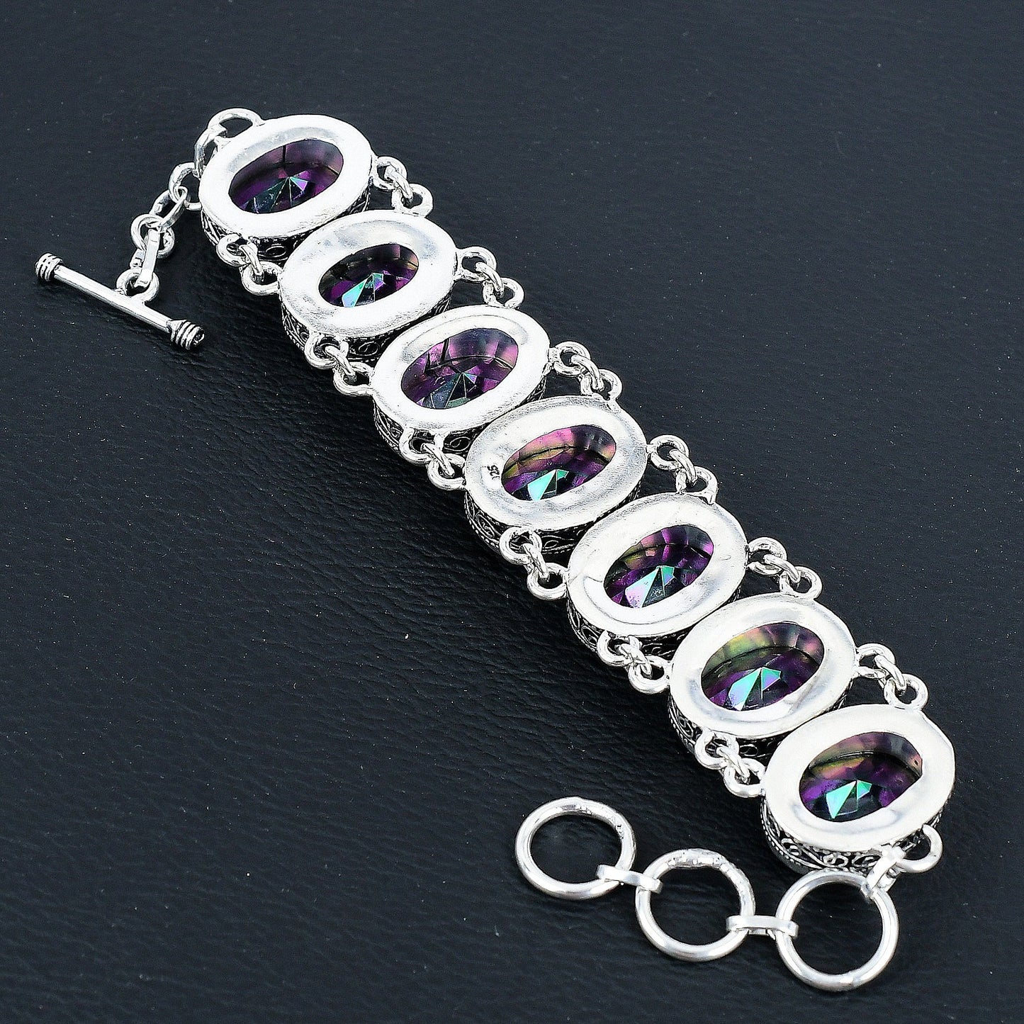 Mystic Rainbow Topaz Sterling Silver Necklace & Bracelet Set