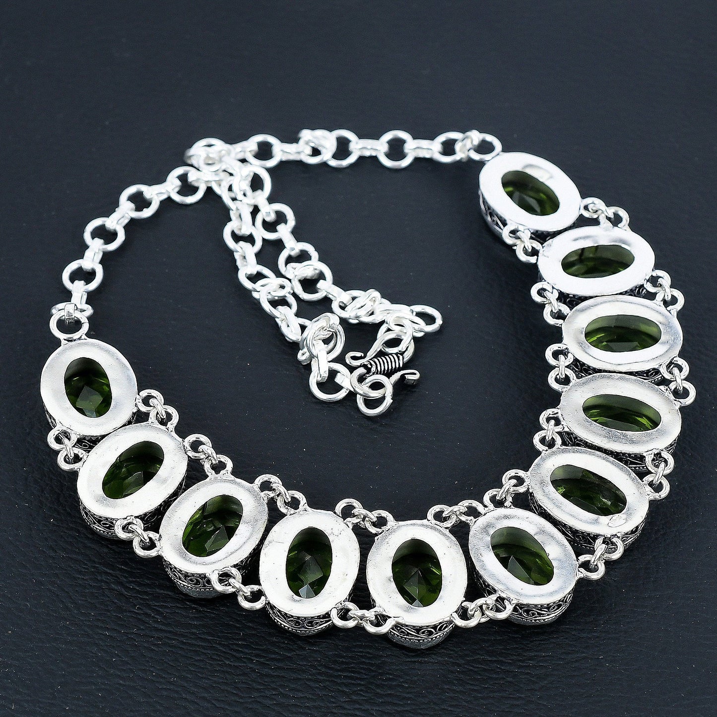 Green Peridot Gemstone Necklace & Bracelet Set