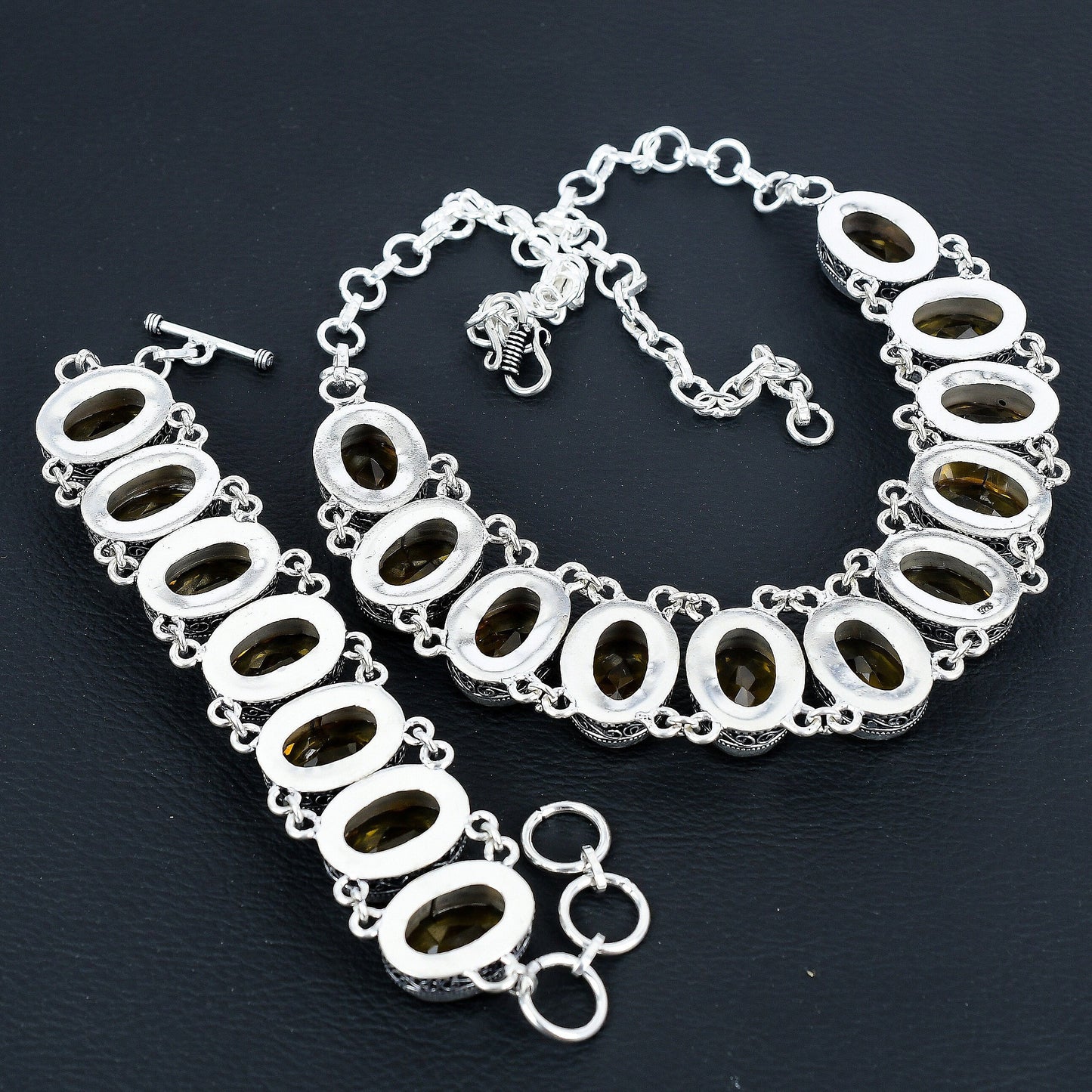 Yellow Citrine Gemstone Necklace & Bracelet Set