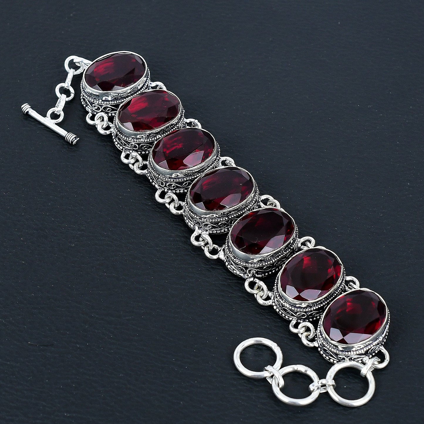 Red Garnet Gemstone Necklace & Bracelet Set