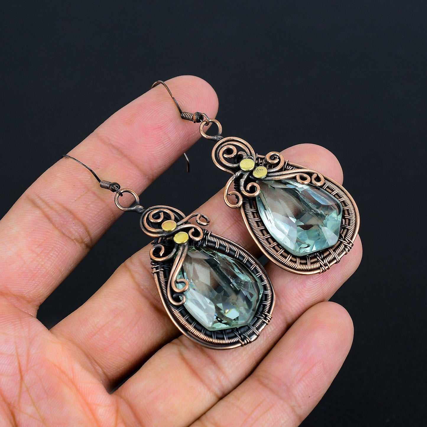Blue Aquamarine Gemstone Earrings