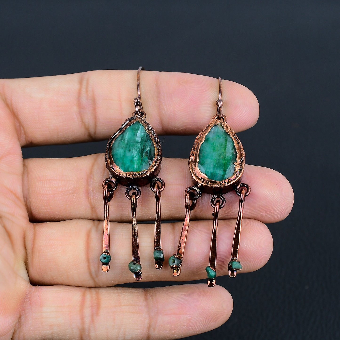 Green Emerald Gemstone Earrings