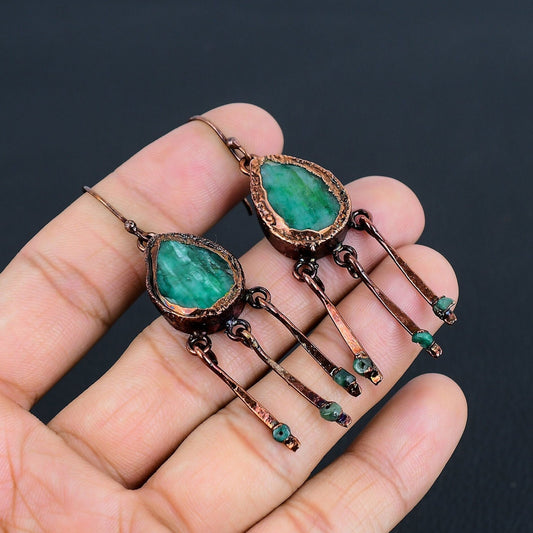 Green Emerald Gemstone Earrings
