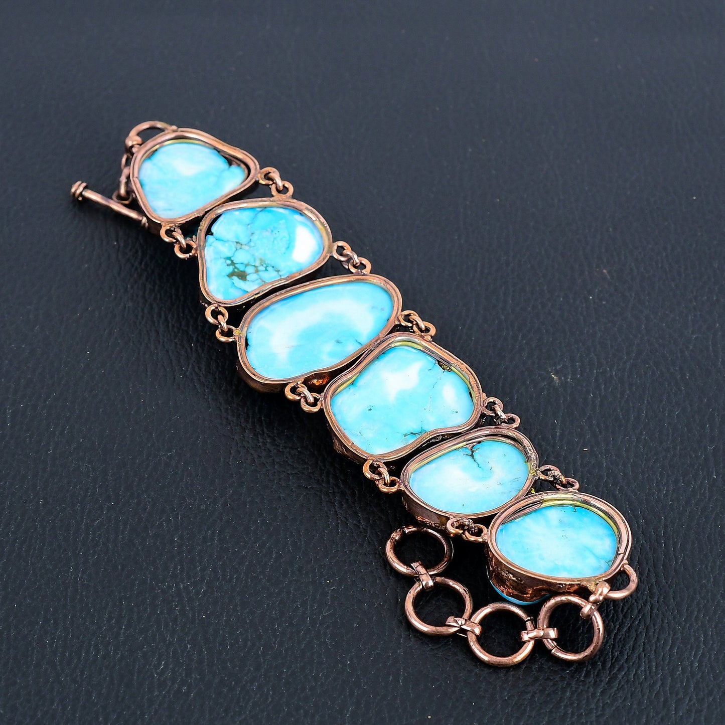 Turquoise Gemstone Adjustable Copper Bracelet