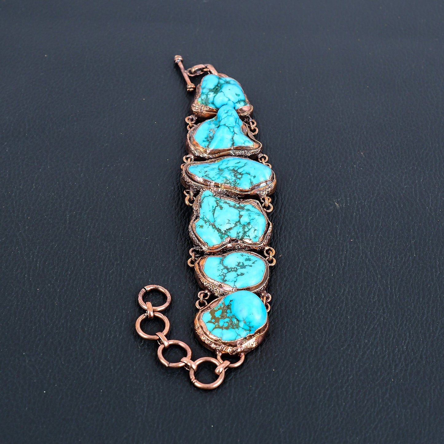 Turquoise Gemstone Adjustable Copper Bracelet