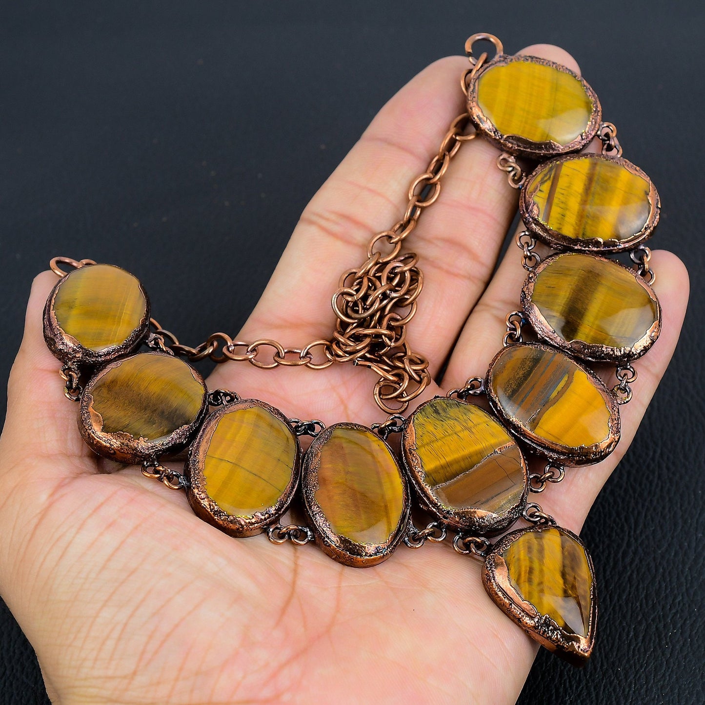 Golden Brown Tiger Eye Gemstone Necklace