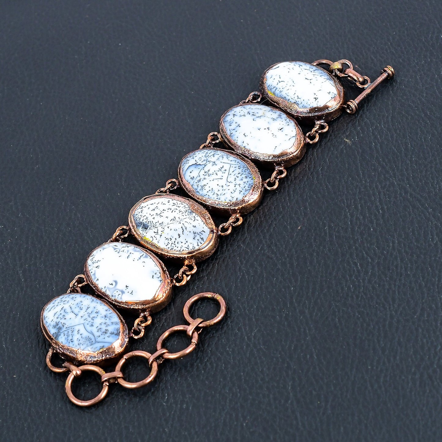 White Dendrite Opal Gemstone Bracelet