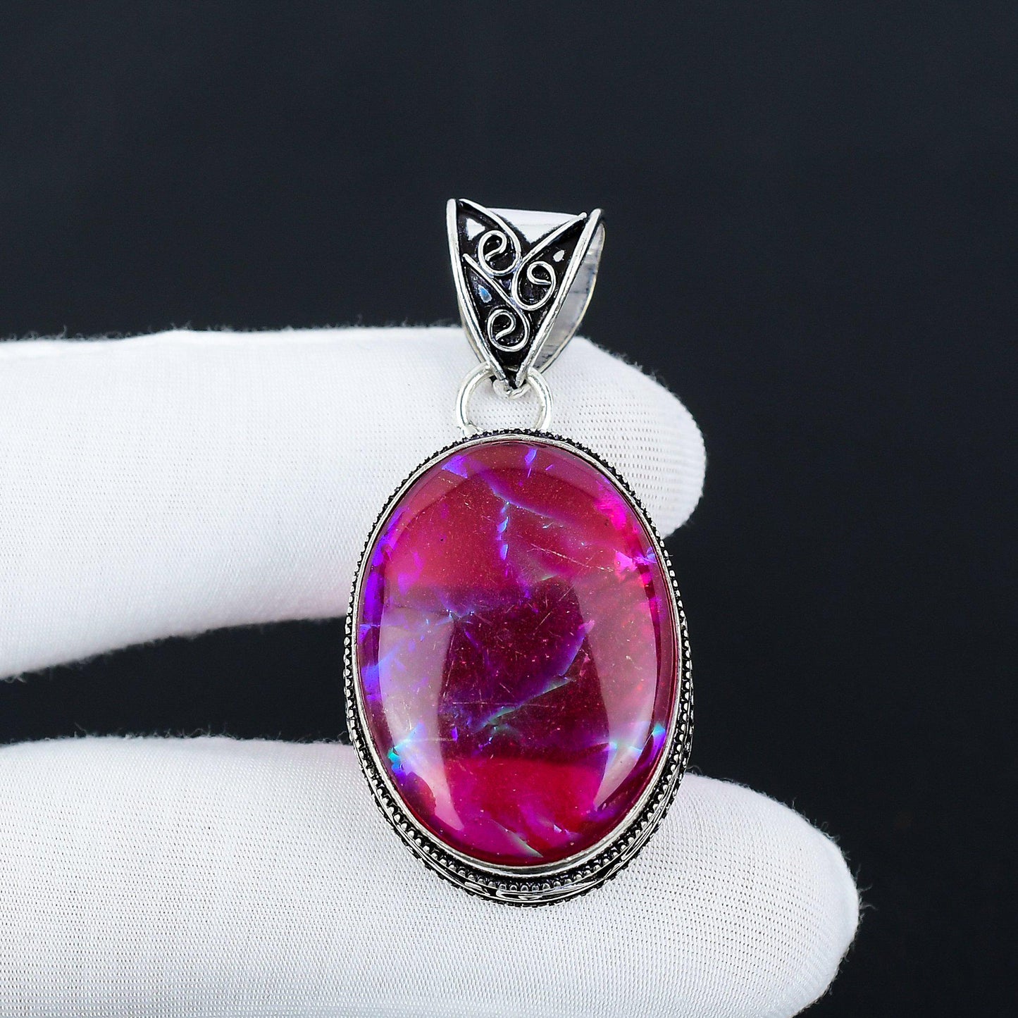 Pink Triplet Opal Gemstone Pendant
