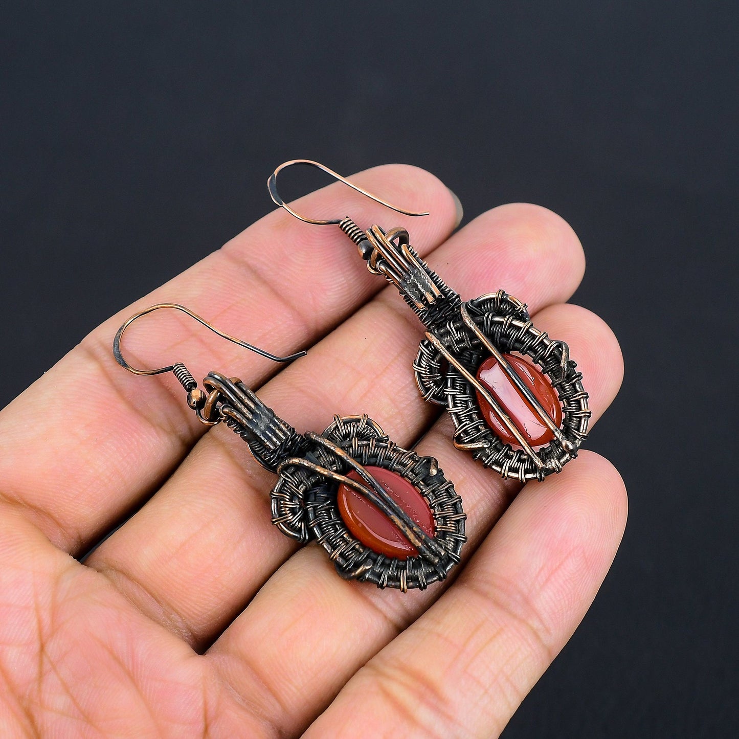 Orange Carnelian Gemstone Earrings