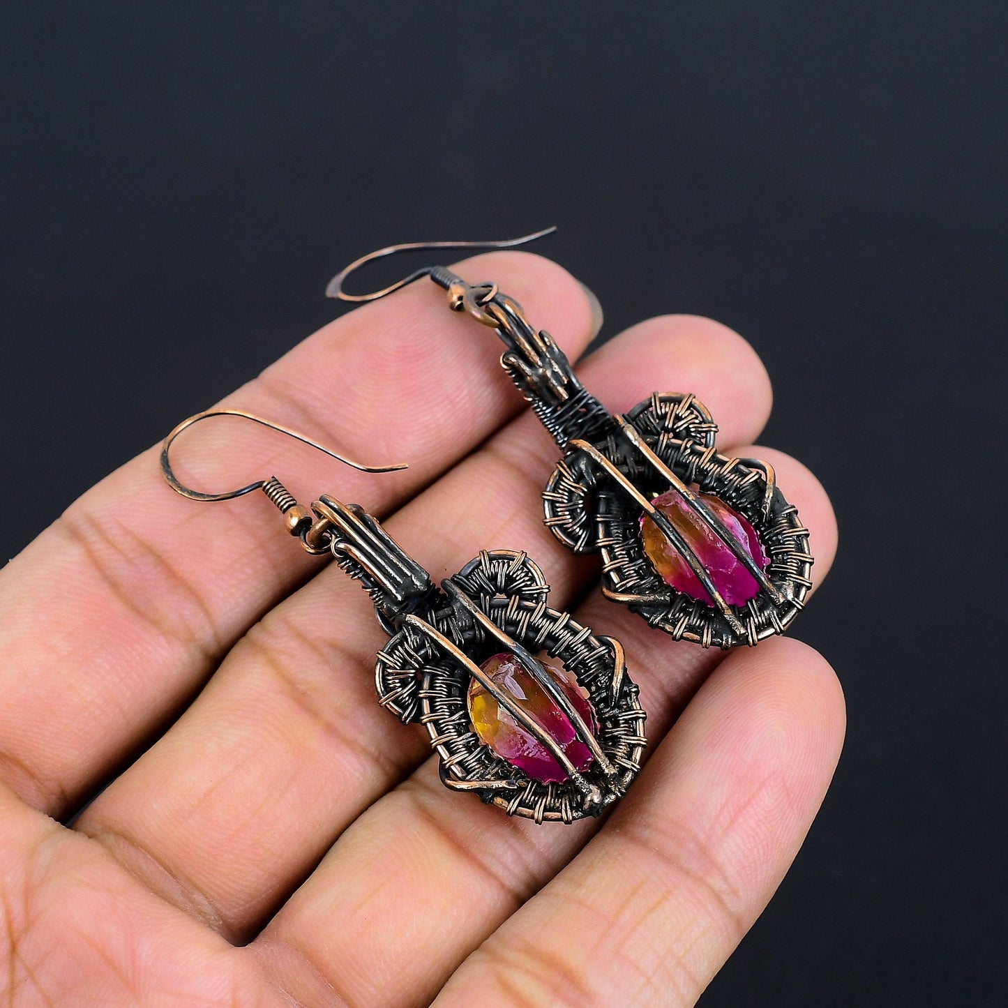 Bi-Color Tourmaline Gemstone Earrings