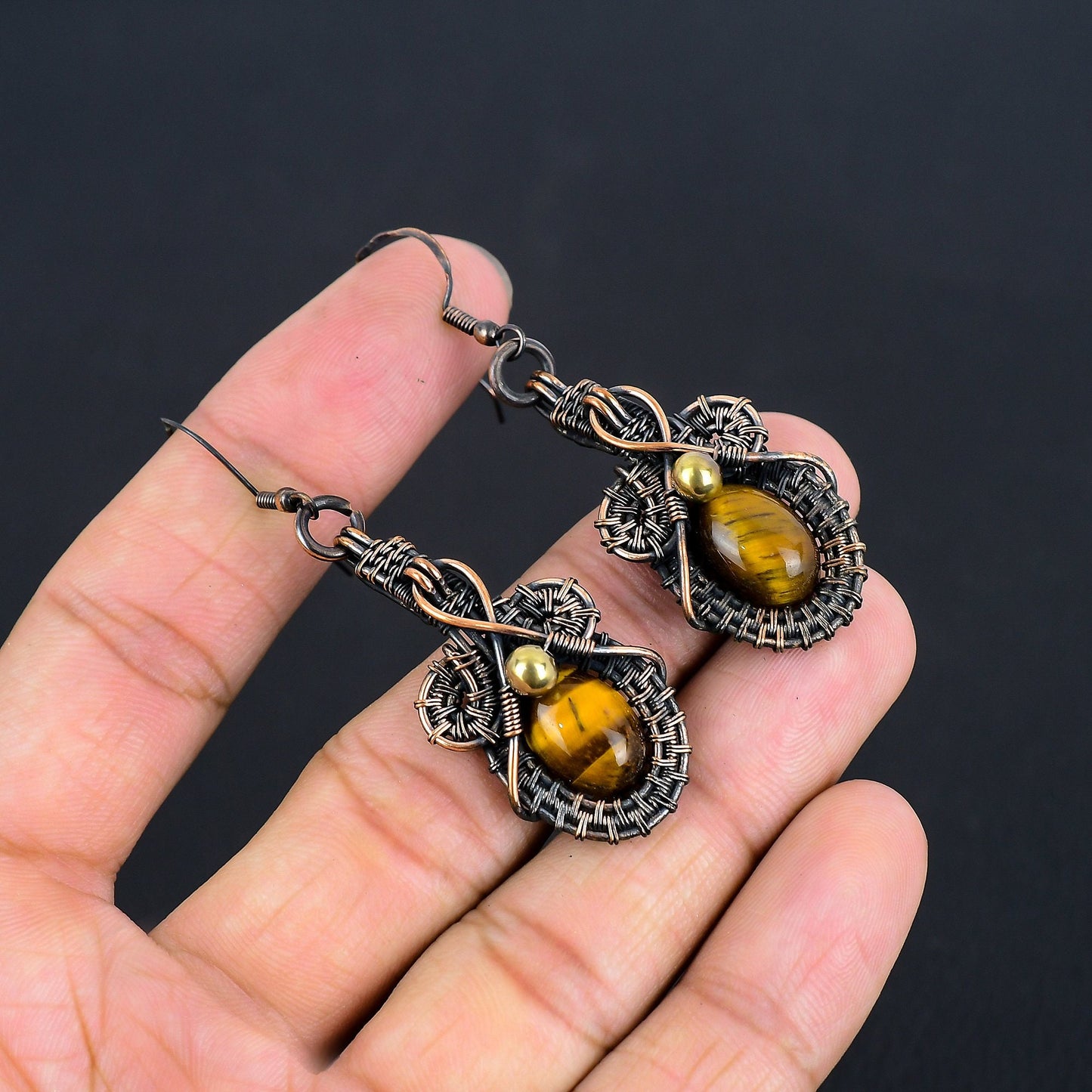 Brown Tiger Eye Gemstone Earrings