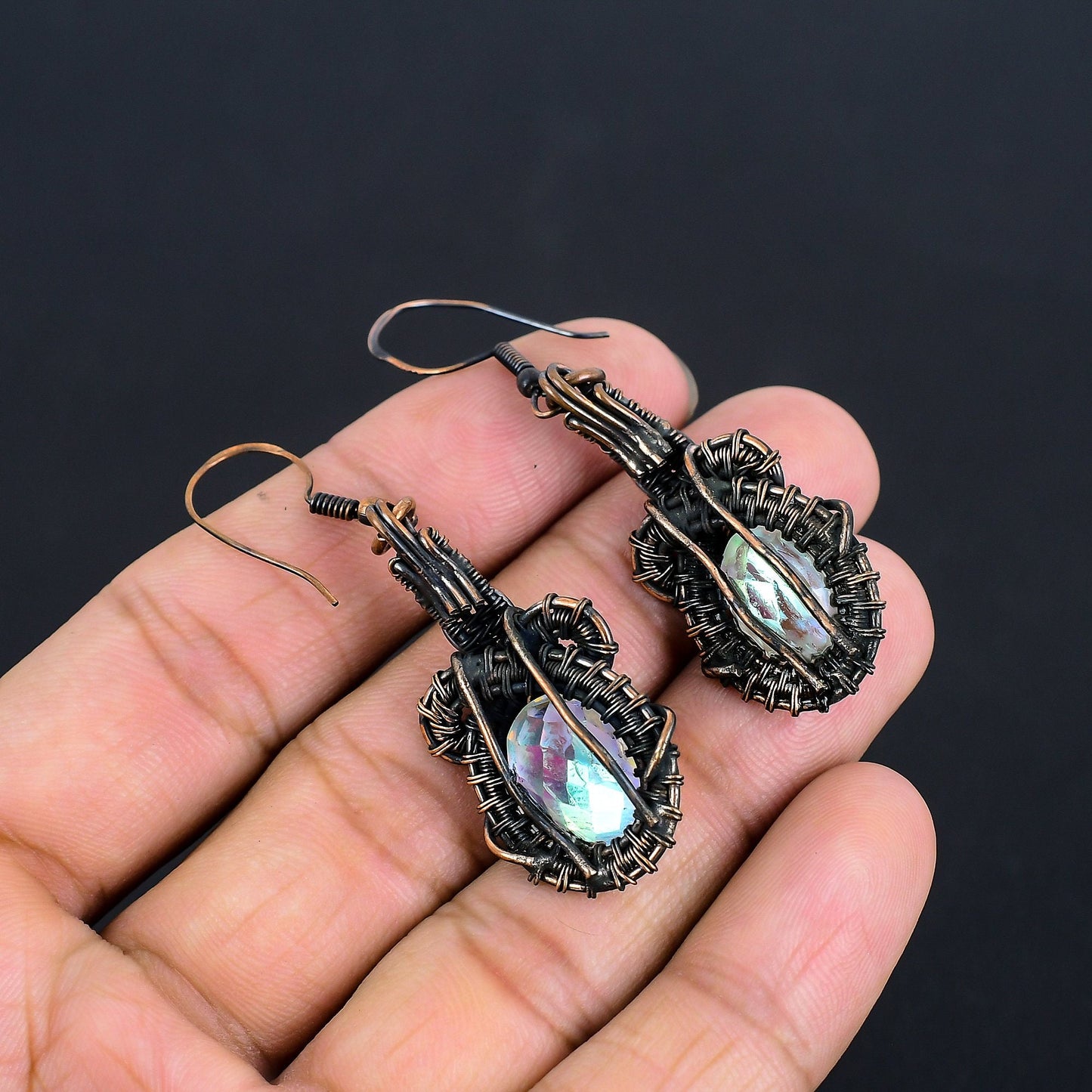 Rainbow Mystic Topaz Gemstone Earrings