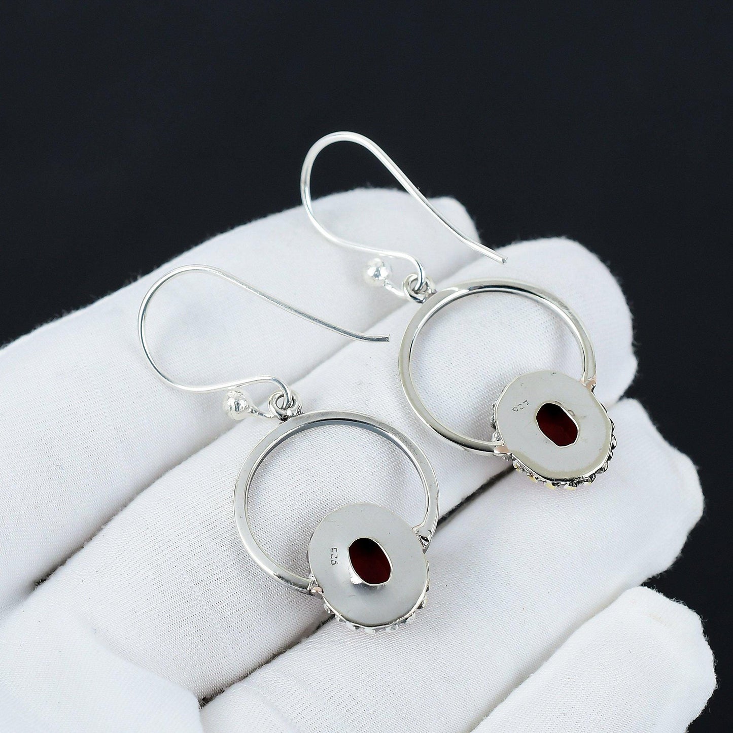 Red Coral Hoop Earrings