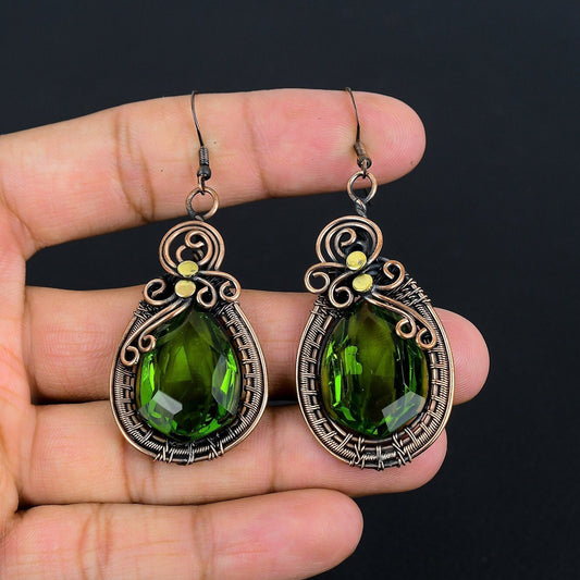 Green Peridot Gemstone Earrings