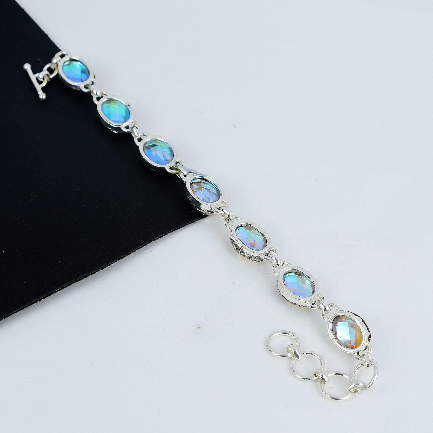 Iridescent Mystic Topaz Silver Bracelet