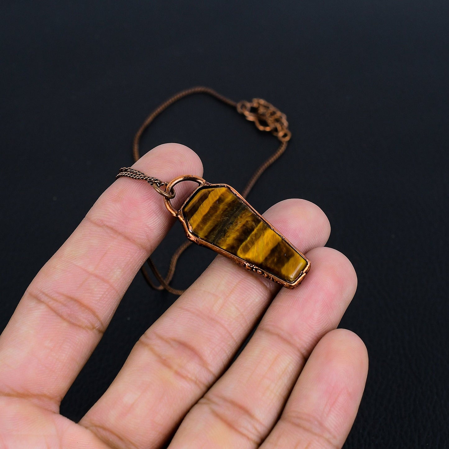 Golden Brown Tiger Eye Gemstone Pendant