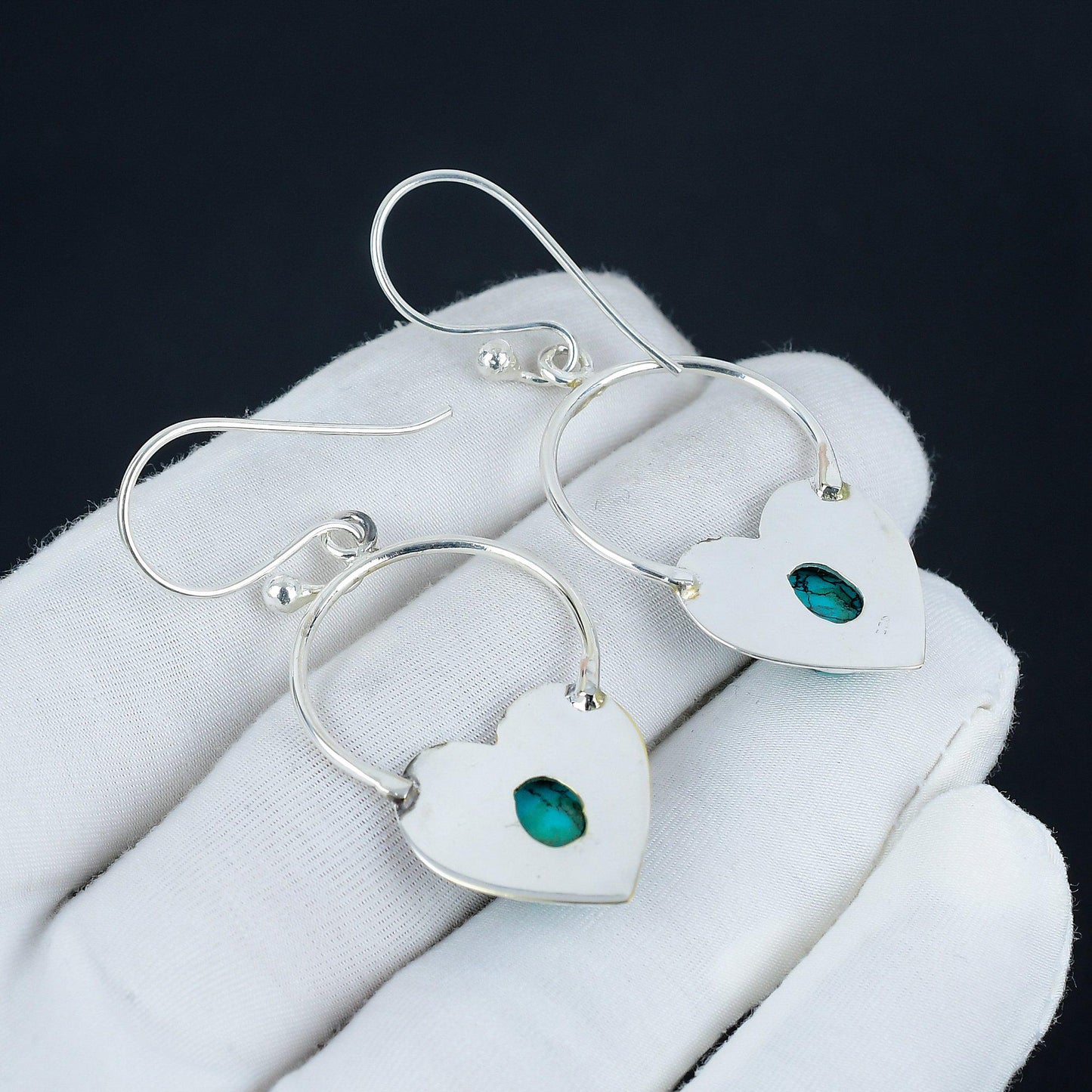 Turquoise Heart Hoop Earrings