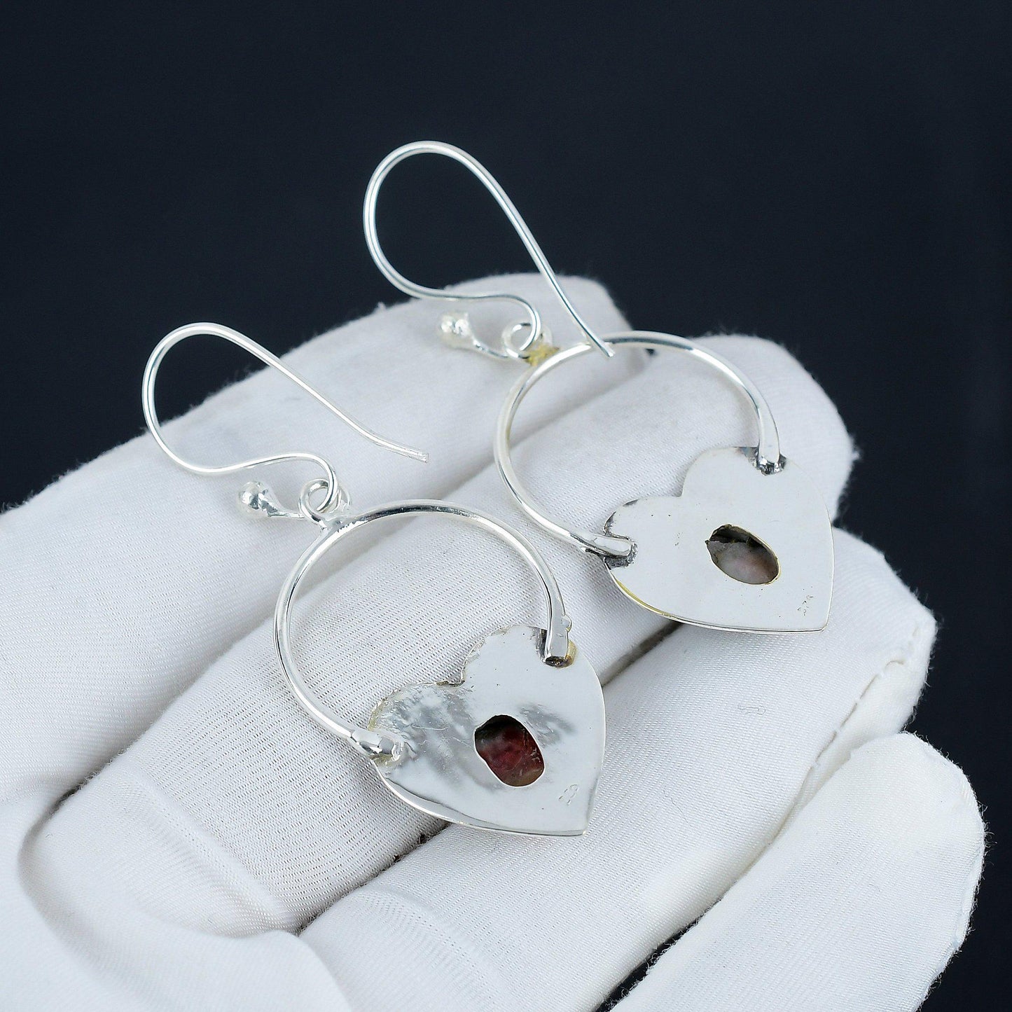 Orange Spiny Oyster Heart Hoop Earrings