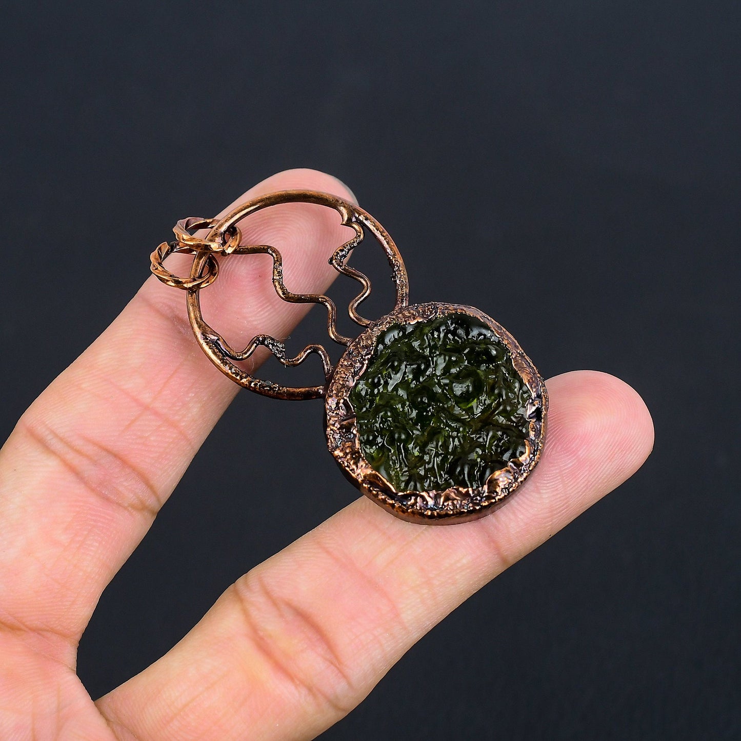 Green Moldavite Gemstone Pendant