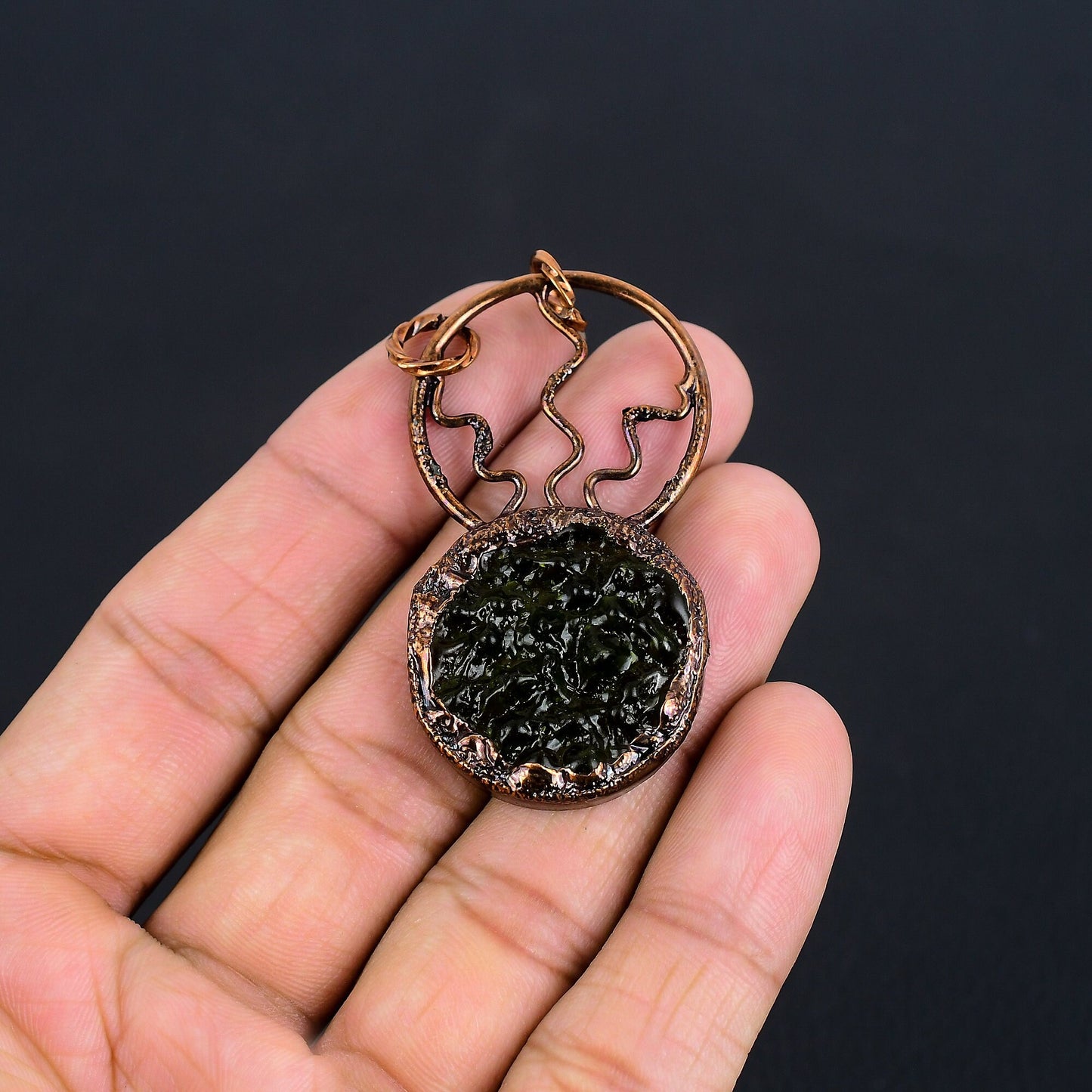 Green Moldavite Gemstone Pendant
