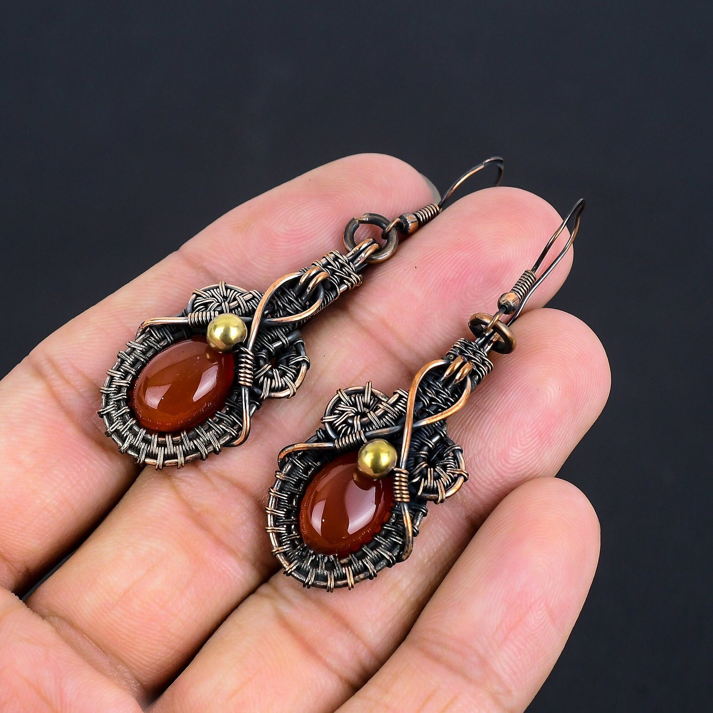 Orange Carnelian Gemstone Earrings
