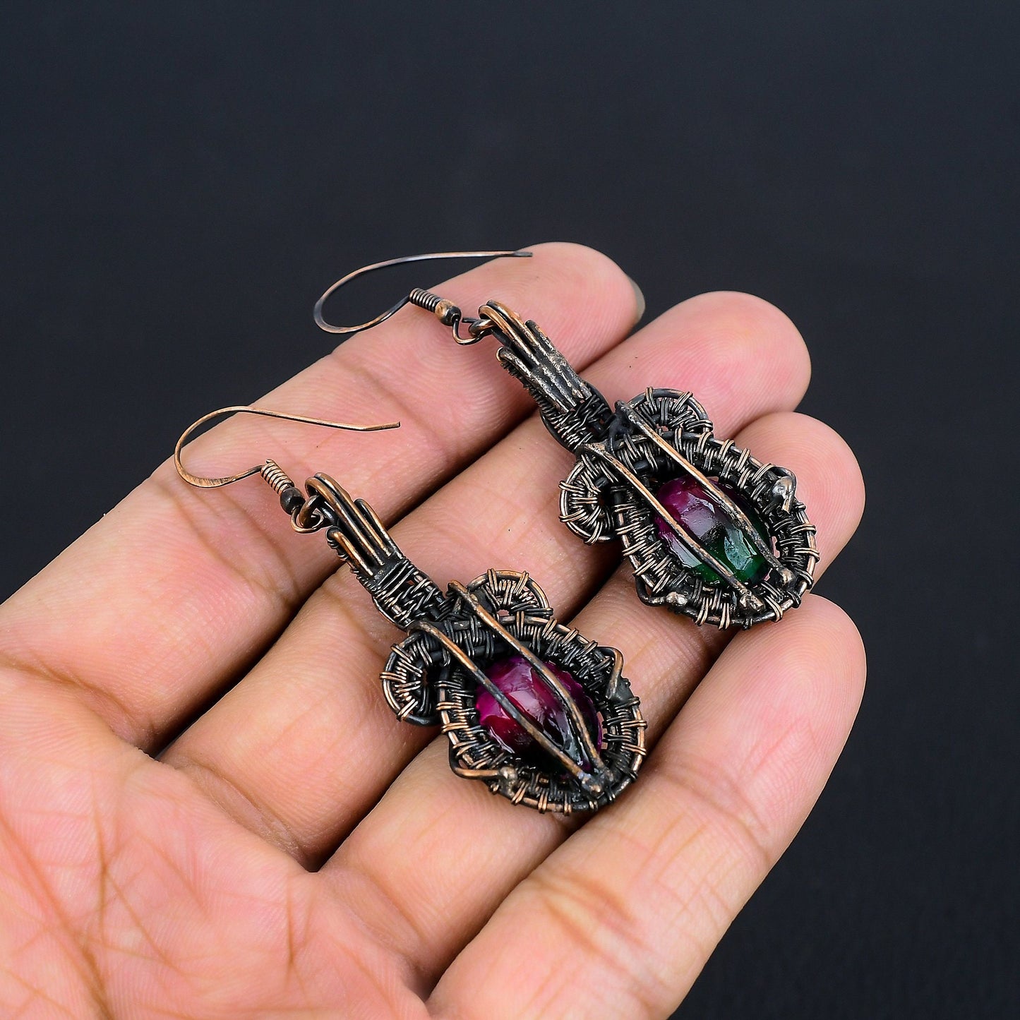 Watermelon Tourmaline Gemstone Earrings