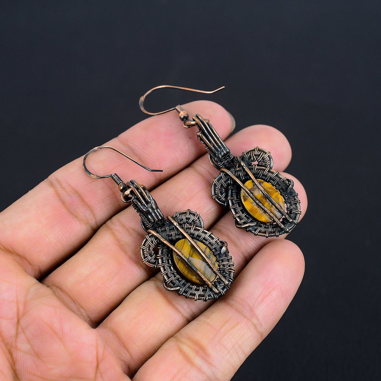 Brown Tiger Eye Gemstone Earrings