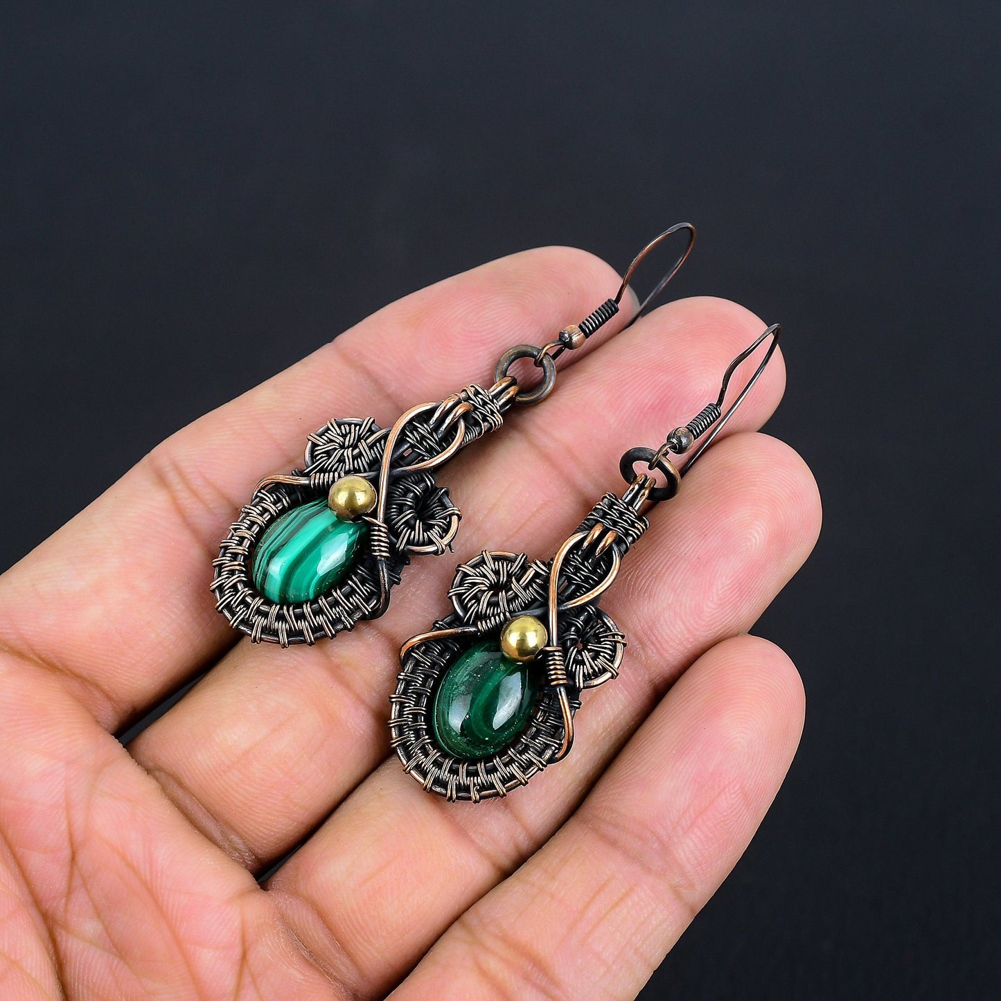 Green Malachite Gemstone Earrings