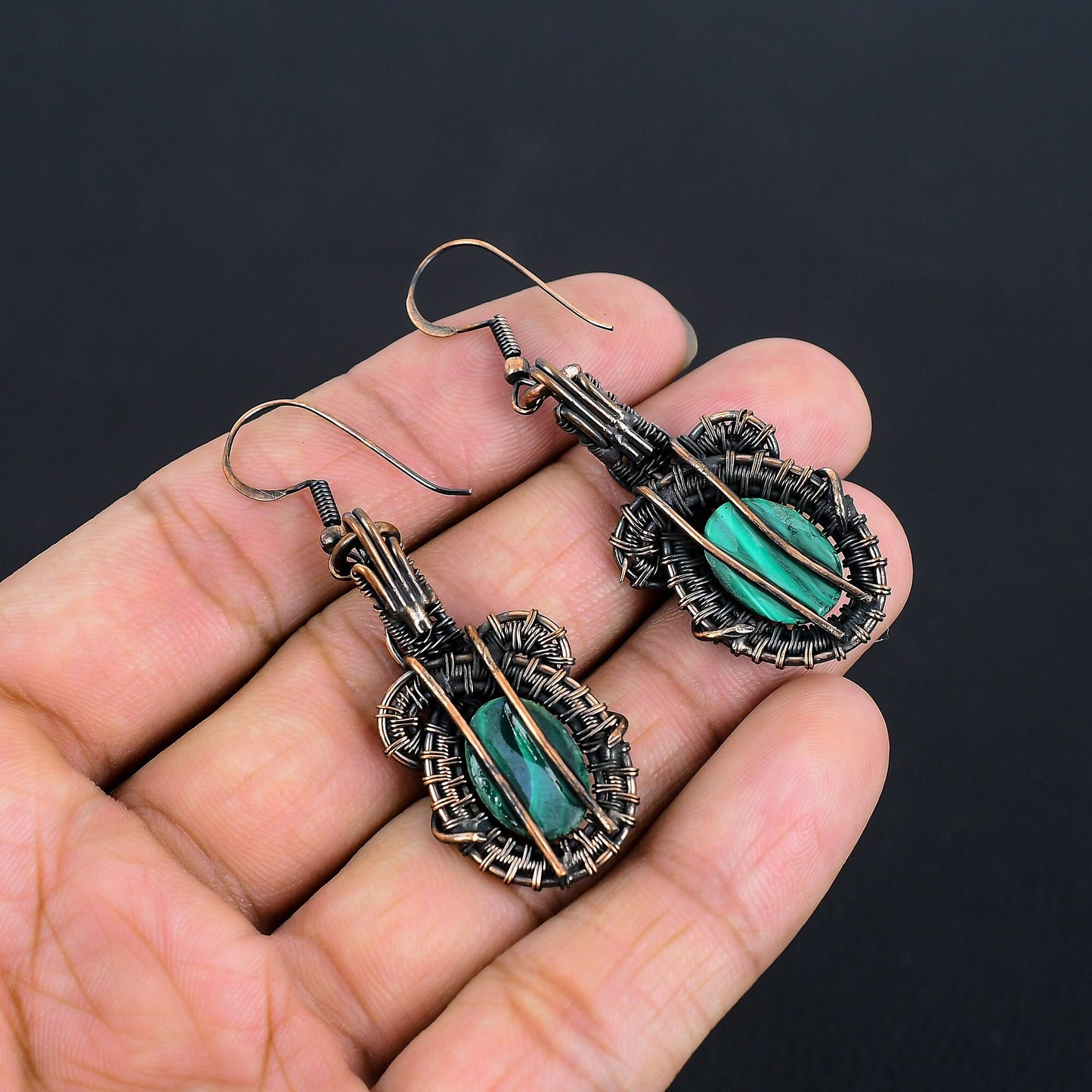 Green Malachite Gemstone Earrings
