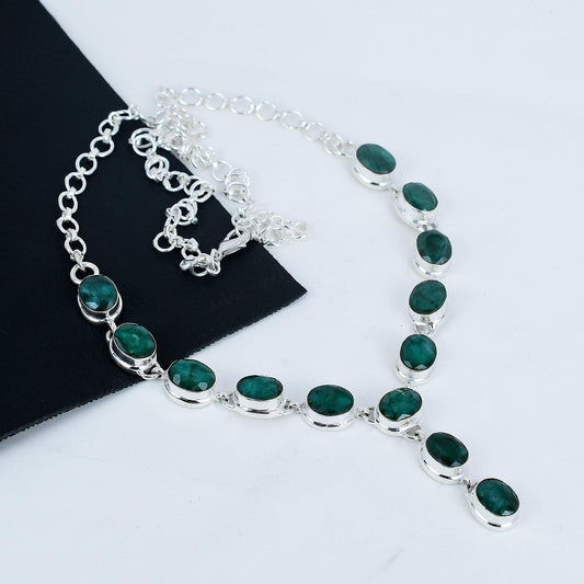 Green Emerald Gemstone Necklace