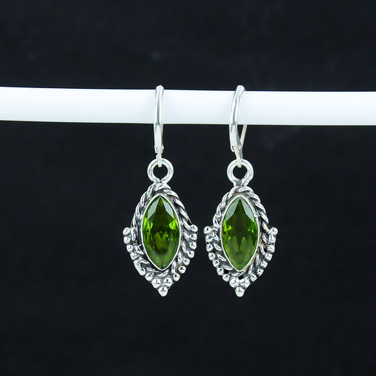 Green Peridot Gemstone Marquise Earrings