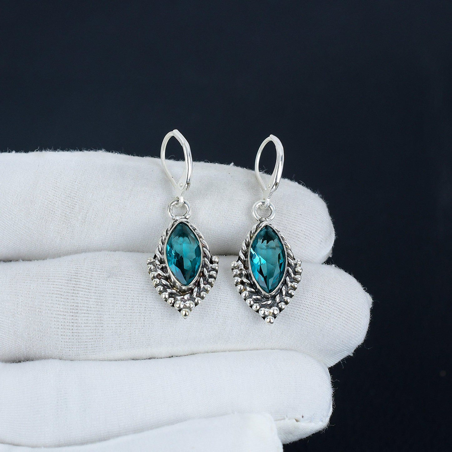 Indicolite Gemstone Earrings