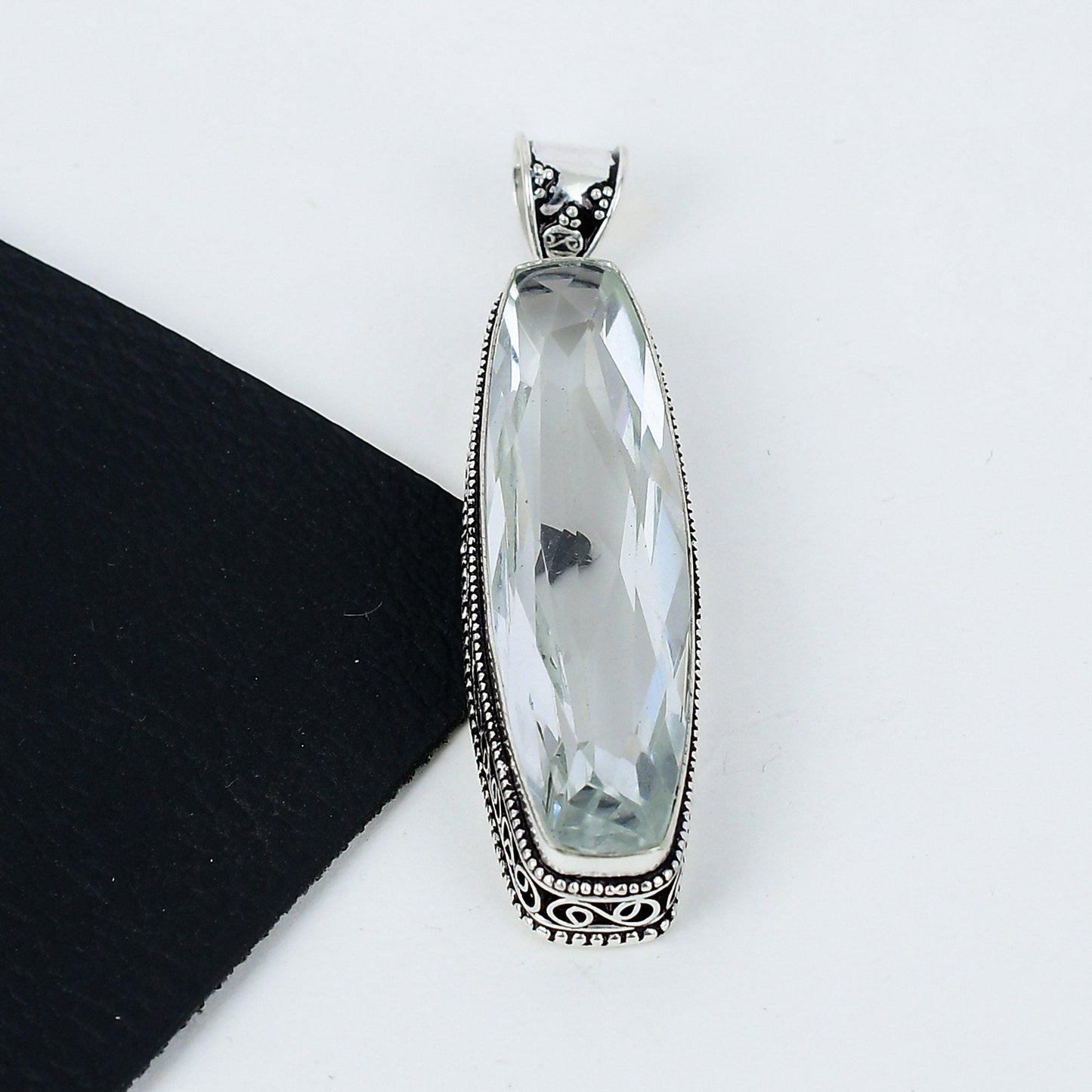 White Topaz Gemstone Sterling Silver Pendant