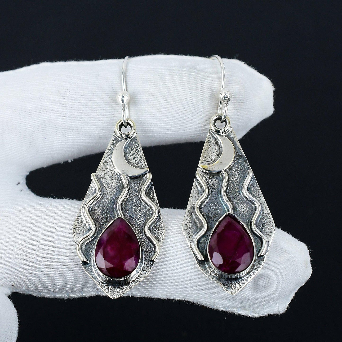 Red Kashmir Ruby Statement Earrings