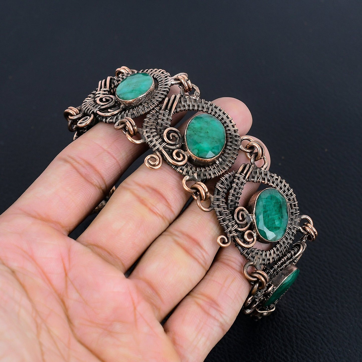 Green Emerald Gemstone Bracelet